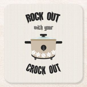Posavasos Cuadrado De Papel Rock Out con tu Crock Out Beige Taupe