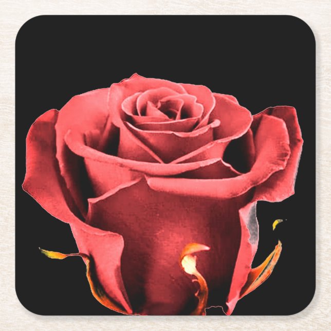 Posavasos Cuadrado De Papel Rojo (Anverso)