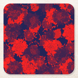 Posavasos Cuadrado De Papel rojo,azul,flores,natural,peonía,regalo,elegante,