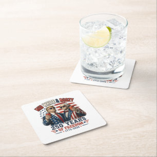 Posavasos Cuadrado De Papel Rojo Blanco Borracho Trump George Washington 250