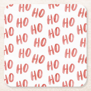 Posavasos Cuadrado De Papel Rojo Blanco Ho Ho Ho