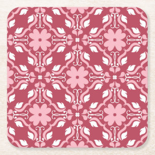 Posavasos Cuadrado De Papel Rojo, color beige floral, fondo de pantalla transp
