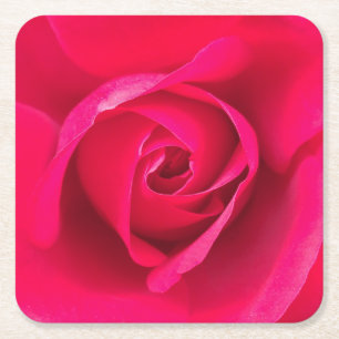 Posavasos Cuadrado De Papel Rojo Romántico Rosa Rosada v2