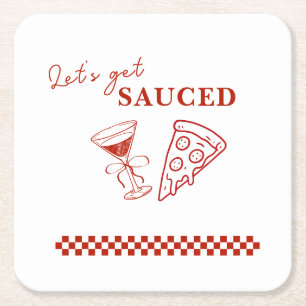 Posavasos Cuadrado De Papel Rojo y blanco vamos a conseguir bachillerato salad