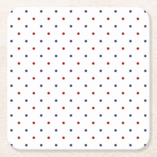 Posavasos Cuadrado De Papel Rojo y lunares clásicos azul marino-Preppy
