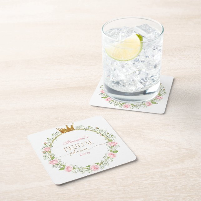 Posavasos Cuadrado De Papel Romance Sonrojado: Rosas Rosadas y Respiración de  (In situ)