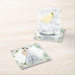 Posavasos Cuadrado De Papel Romantic Watercolor Wedding