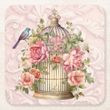 Romántico Jaulón Floral Acuarela Vintage