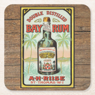 Posavasos Cuadrado De Papel ron caribeño vintage a finales del siglo XIX