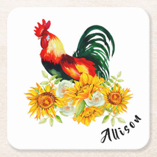 Posavasos Cuadrado De Papel Rooster con papel cuadrado personalizado de giraso