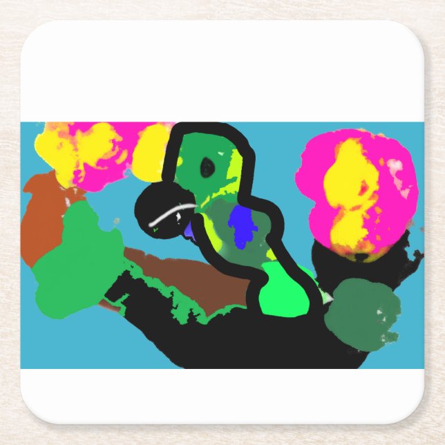 Posavasos Cuadrado De Papel Ropa de loros (Anverso)