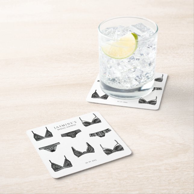 Posavasos Cuadrado De Papel Ropa interior Despedida de soltera Patrón de braga (In situ)