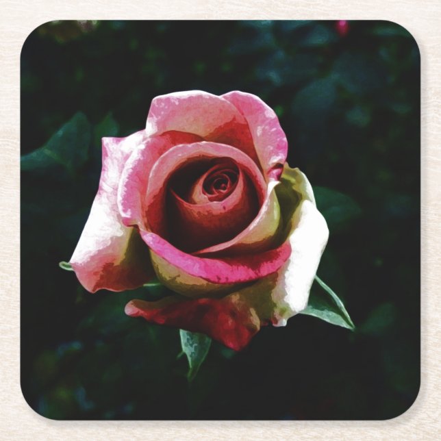 Posavasos Cuadrado De Papel rosa (Anverso)