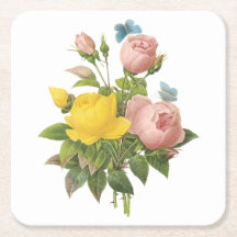 Rosa amarilla persa, rosa de té por Redouté