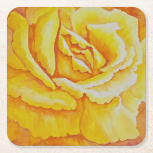 Posavasos Cuadrado De Papel Rosa amarillo