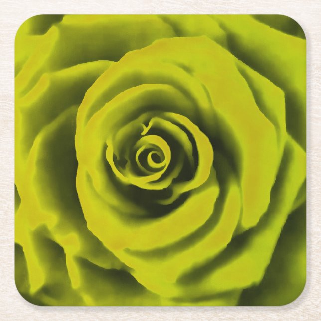 Posavasos Cuadrado De Papel Rosa amarillo grande (Anverso)