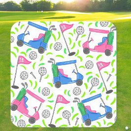 Posavasos Cuadrado De Papel Rosa Azul Verde Golf Elegante