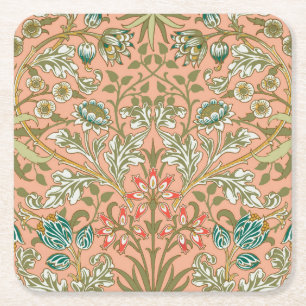 Posavasos Cuadrado De Papel Rosa Flor Jacinto Arte de William Morris