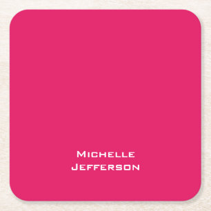 Posavasos Cuadrado De Papel Rosa frambuesa vívido rojizo moderno elegante de m