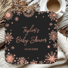Posavasos Cuadrado De Papel Rosa Gold Snowflakes Baby Shower