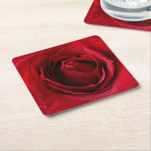 Posavasos Cuadrado De Papel rosa rojo profundo