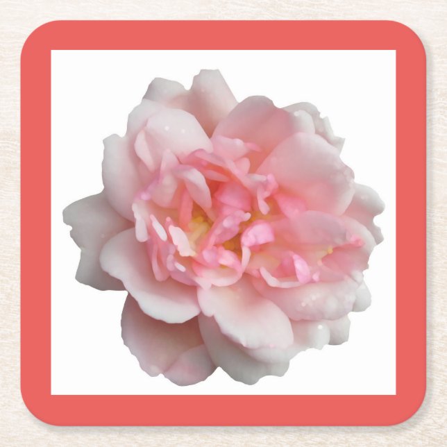 Posavasos Cuadrado De Papel Rosa rosa (Anverso)