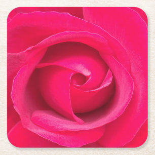Posavasos Cuadrado De Papel Rosa Rosa Roja Romántica