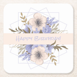 Posavasos Cuadrado De Papel Rosa salvaje de 5 Petales de Peach Violet