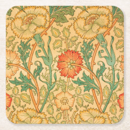 Posavasos Cuadrado De Papel Rosa y Rosa por William Morris
