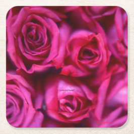 Posavasos Cuadrado De Papel Rosas