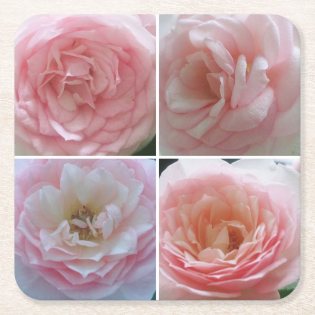 Posavasos Cuadrado De Papel Rosas Bonitas (Anverso)