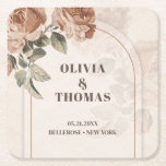 Posavasos Cuadrado De Papel Rosas de acuarela de cobre de época con tonos marr<br><div class="desc">Estas cucharas bodas de rosas de color cobre son la combinación perfecta con una decoración elegante y sofisticada de boda. La combinación de los ricos tonos de cobre y la delicada técnica de acuarela crea un impresionante efecto visual que impresionará a los huéspedes. Los tonos marrones sabrosos aportan un toque...</div>
