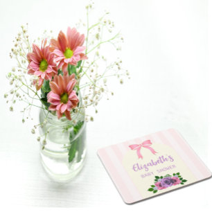Posavasos Cuadrado De Papel Rosas del jardín rosan Baby Shower