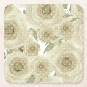 Posavasos Cuadrado De Papel Rosas flores abstracción impresión floral color be