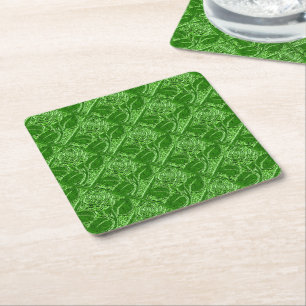 Posavasos Cuadrado De Papel Rosas metalizado-Juego de Semillas Verdes de 10-Li