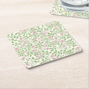 Posavasos Cuadrado De Papel Rosas silvestres