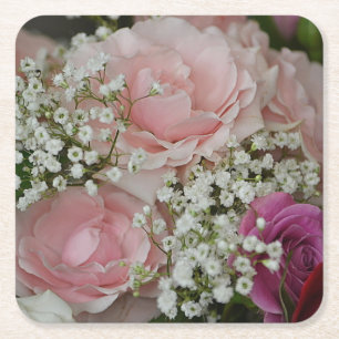 Posavasos Cuadrado De Papel Rose Bouquet Fiesta Coaster