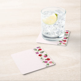 Posavasos Cuadrado De Papel Rose Garden Party Bridal Shower
