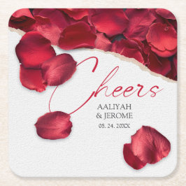 Posavasos Cuadrado De Papel Rose Petals Wedding Coaster