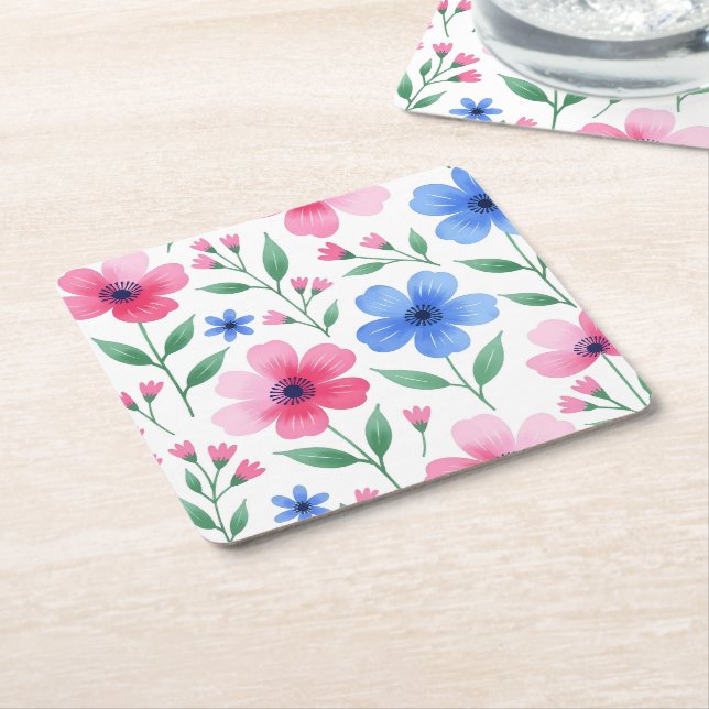Posavasos Cuadrado De Papel  Rosewater Bloom Delight (En perspectiva)
