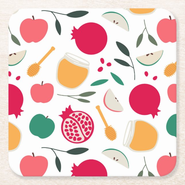 Posavasos Cuadrado De Papel Rosh Hashana (Anverso)