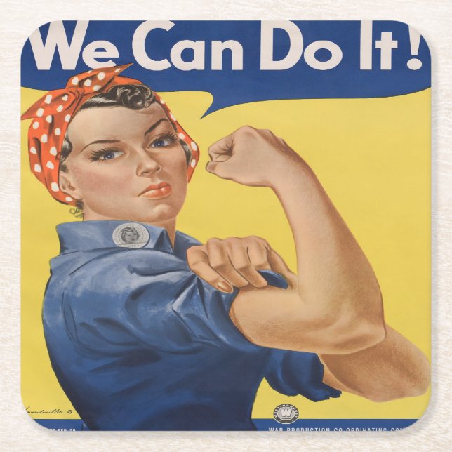Posavasos Cuadrado De Papel Rosie the Riveter (Anverso)
