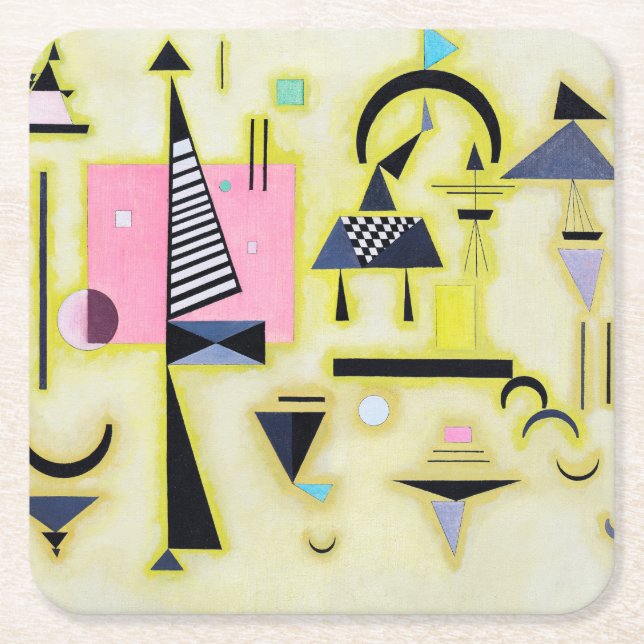 Posavasos Cuadrado De Papel Rosy definitivo, Wassily Kandinsky (Anverso)