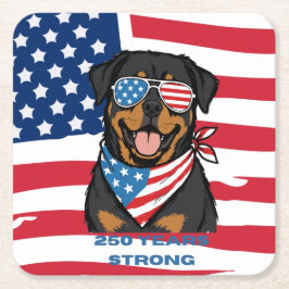 Posavasos Cuadrado De Papel Rottweiler Patriótico