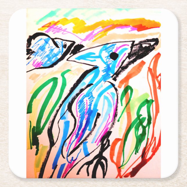 Posavasos Cuadrado De Papel Rótulo (Anverso)