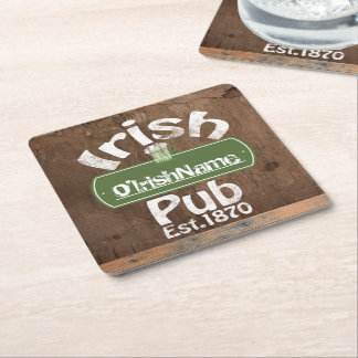 Posavasos Cuadrado De Papel Rótulo de efectos del pub antiguo de estilo irland