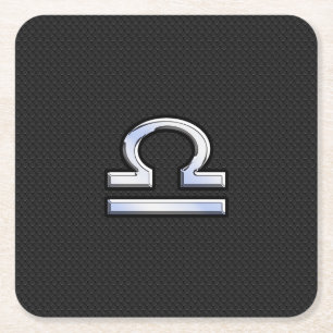 Posavasos Cuadrado De Papel Rótulo moderno Libra Zodiac sobre el estilo de pie