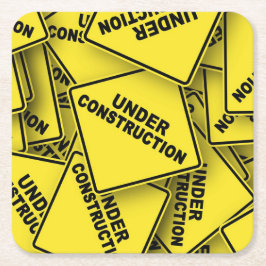 Posavasos Cuadrado De Papel Rótulos de construcción en curso