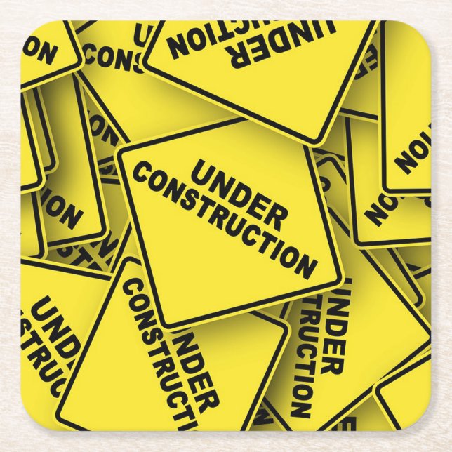 Posavasos Cuadrado De Papel Rótulos de construcción en curso (Anverso)
