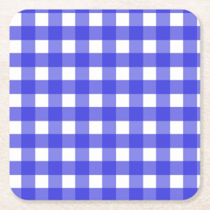 Posavasos Cuadrado De Papel Royal blue gingham